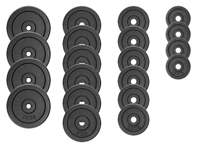 Zestaw do ćwiczeń 126kg z ławką treningową PH 2132 sztangą prostą 180 cm, gryfem 120 cm łamanym, nakładem obciążeń żeliwnych 90 kg i hantlami żeliwo