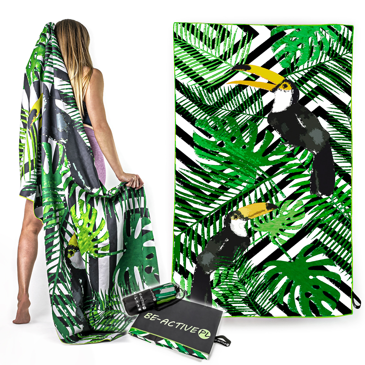 Ręcznik szybkoschnący z mikrofibry 130x80cm Tukany