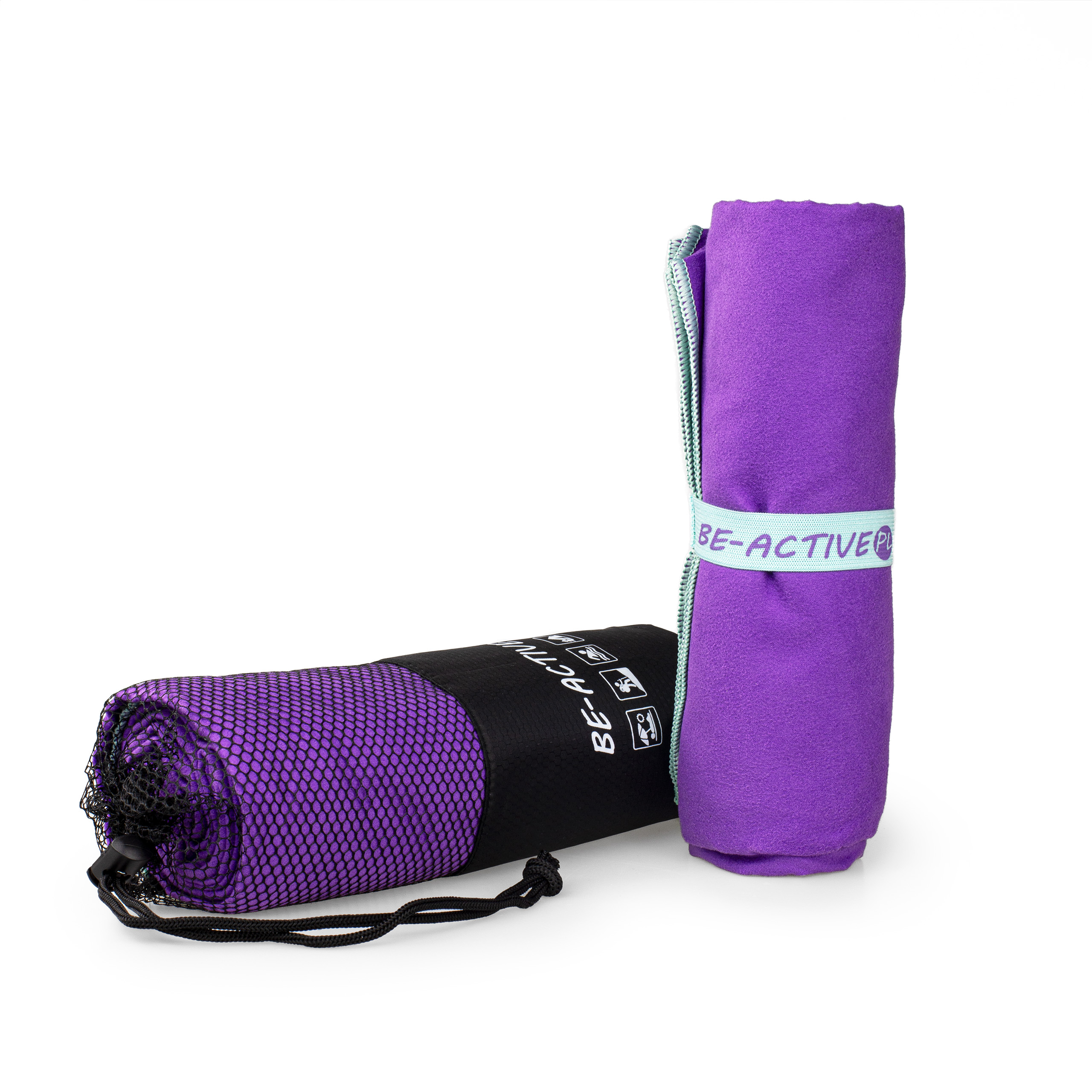 Ręcznik szybkoschnący z mikrofibry 130x80 fioletowo-turkusowy