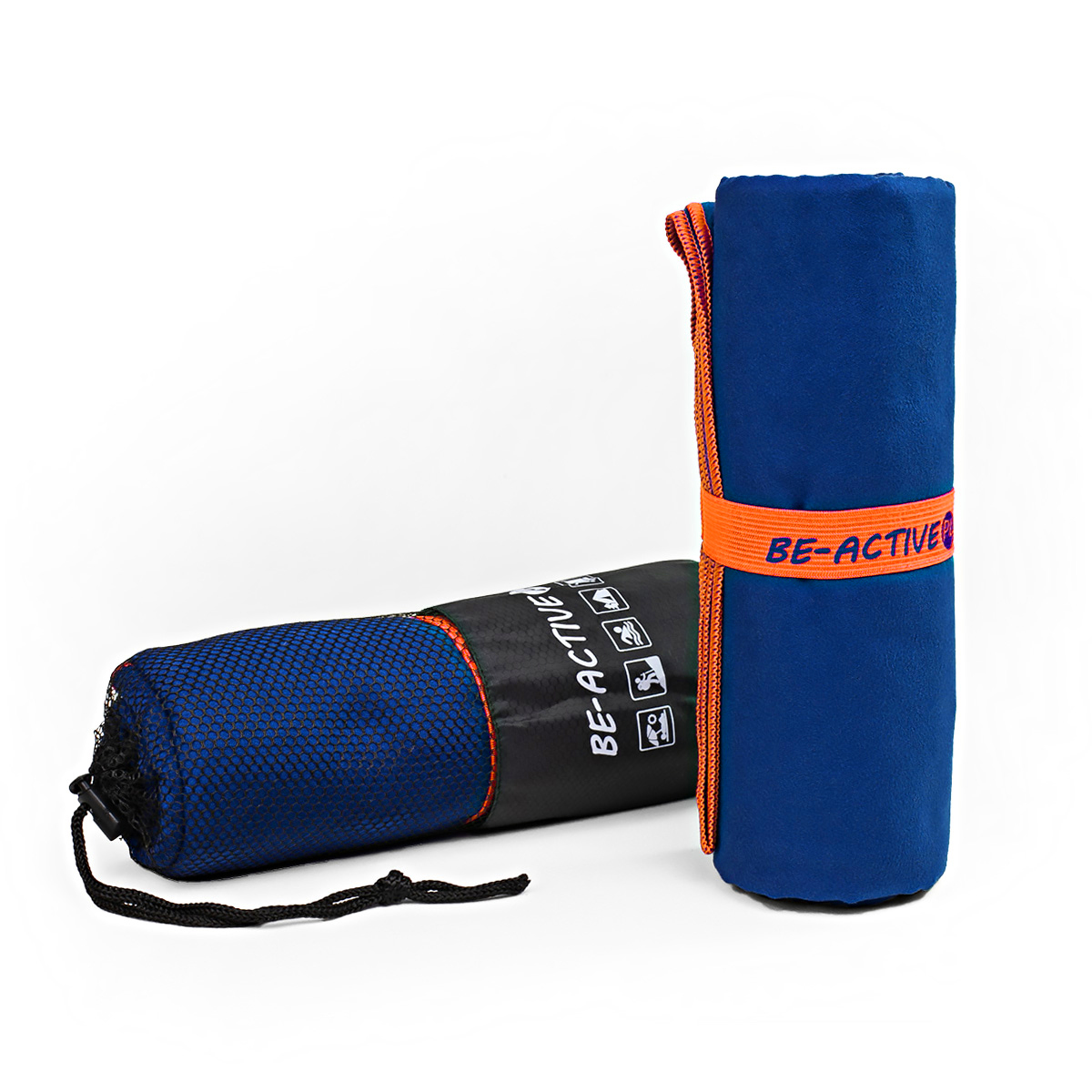 Ręcznik szybkoschnący z mikrofibry 130x80 granatowo-pomarańczowy