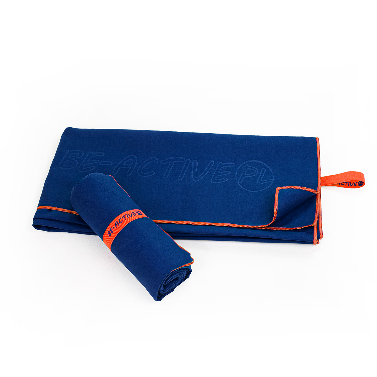 Ręcznik szybkoschnący z mikrofibry 180x100cm granatowo-pomarańczowy
