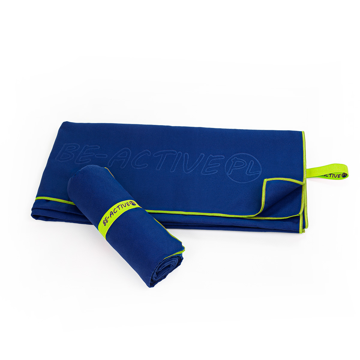 Ręcznik szybkoschnący z mikrofibry 130x80 granatowo-limonkowy