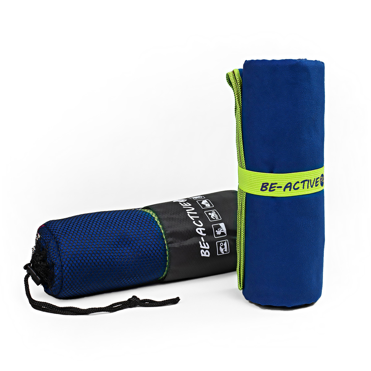 Ręcznik szybkoschnący z mikrofibry 130x80 granatowo-limonkowy