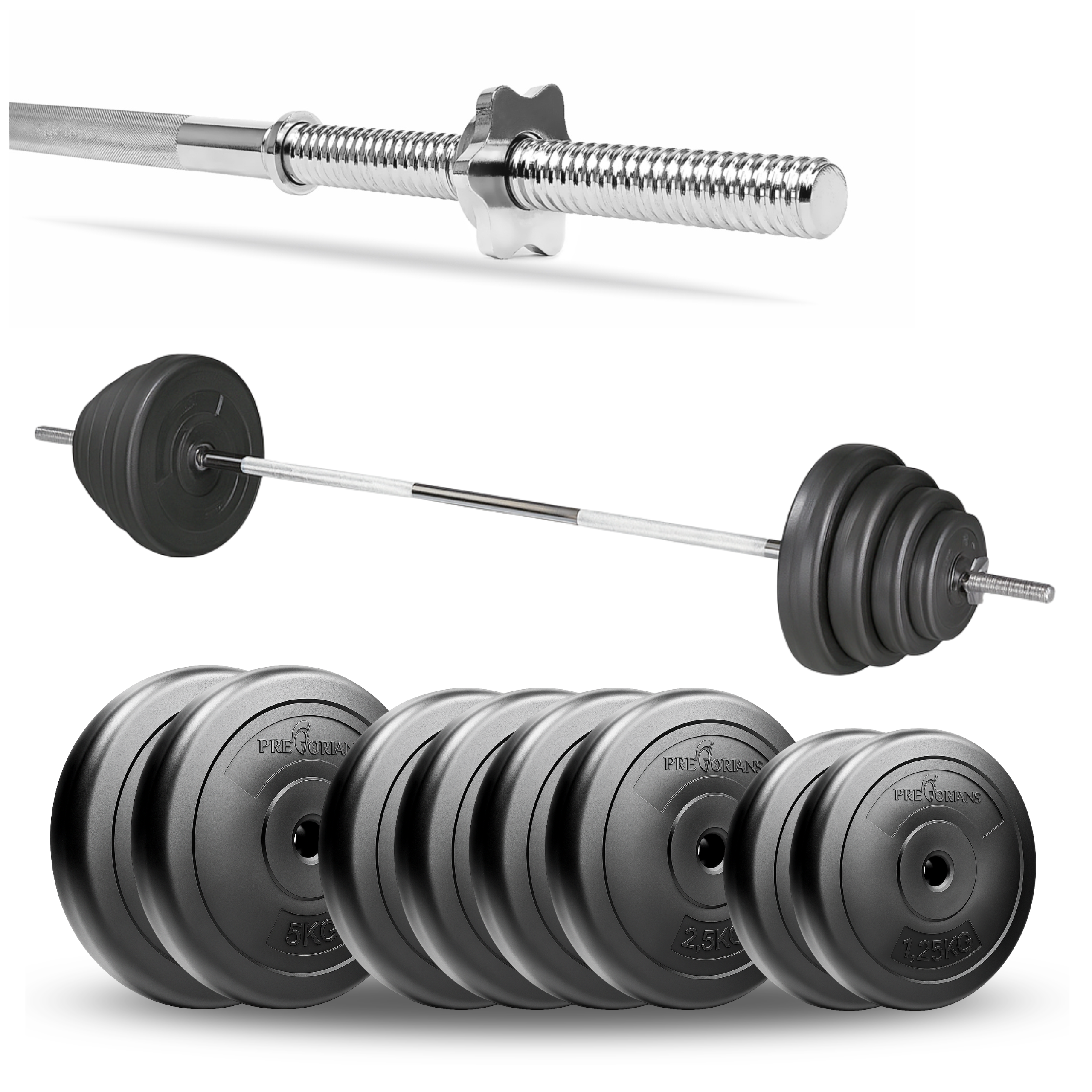 Zestaw do ćwiczeń 30kg - ze sztangą / gryfem prostym 180 cm i nakładem obciążeń