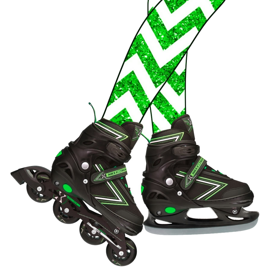 Łyżworolki NH11912 2w1 zielone rozmiar S Nils Extreme