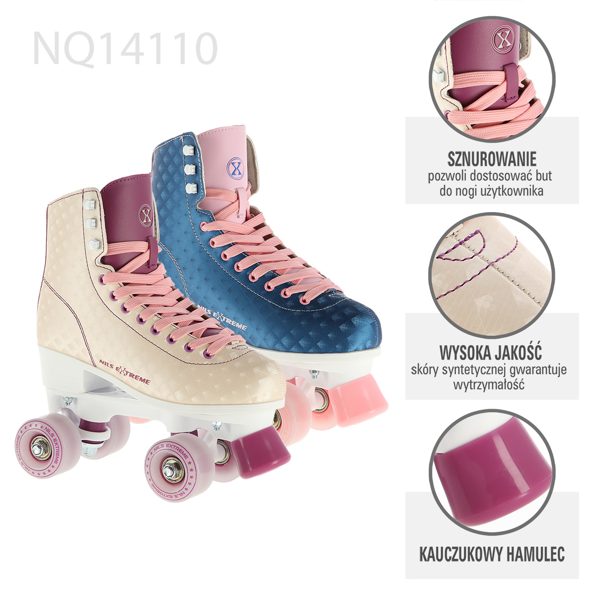 Wrotki klasyczne NQ14110 kremowe rozmiar 41 Nils Extreme