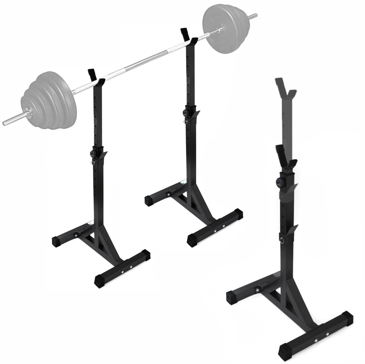 Zestaw do ćwiczeń siłowych 71kg Siłownia domowa z ławką treningową TB015, stojakami wolnostojącymi, sztangą / gryfem prostym 180 cm, obciążeniem 37,5 kg