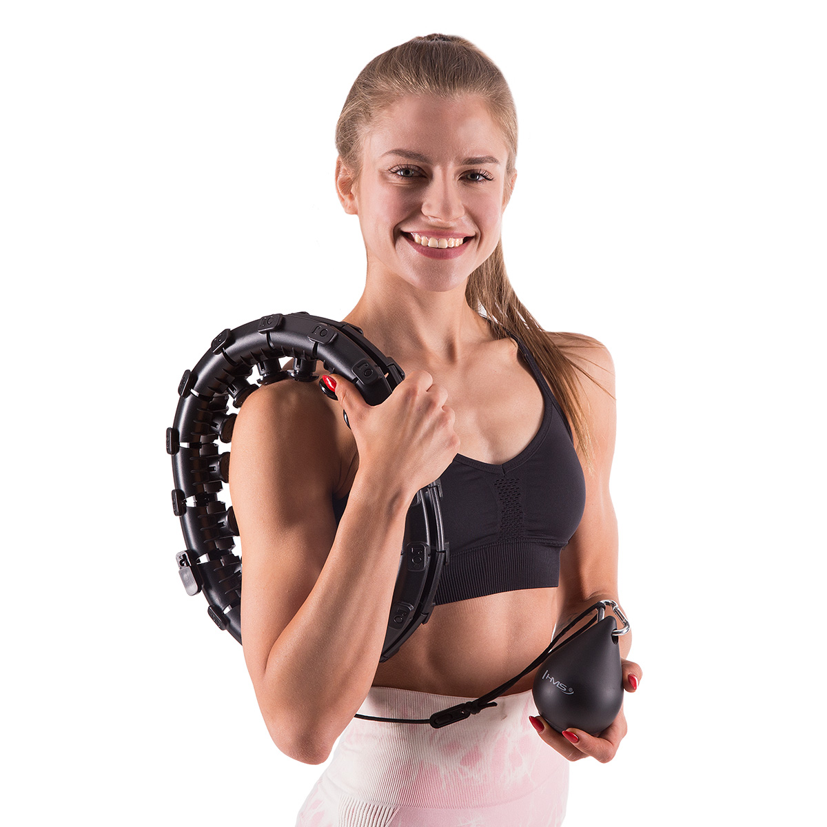 Hula hop masujący z wypustkami i obciążnikiem czarne HHW01 HMS