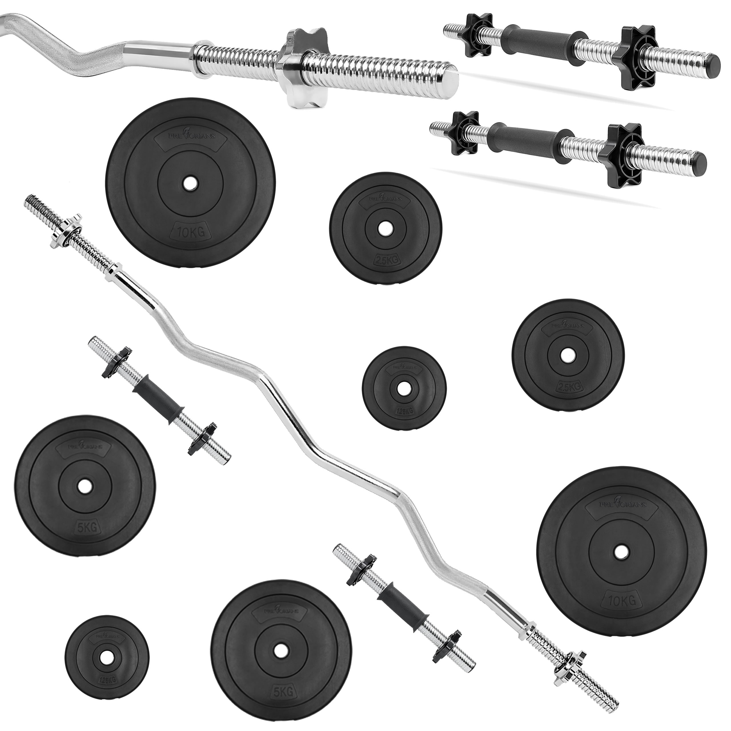 Zestaw do ćwiczeń 45kg - z gryfem łamanym 120 cm, nakładem obciążeń i hantlami