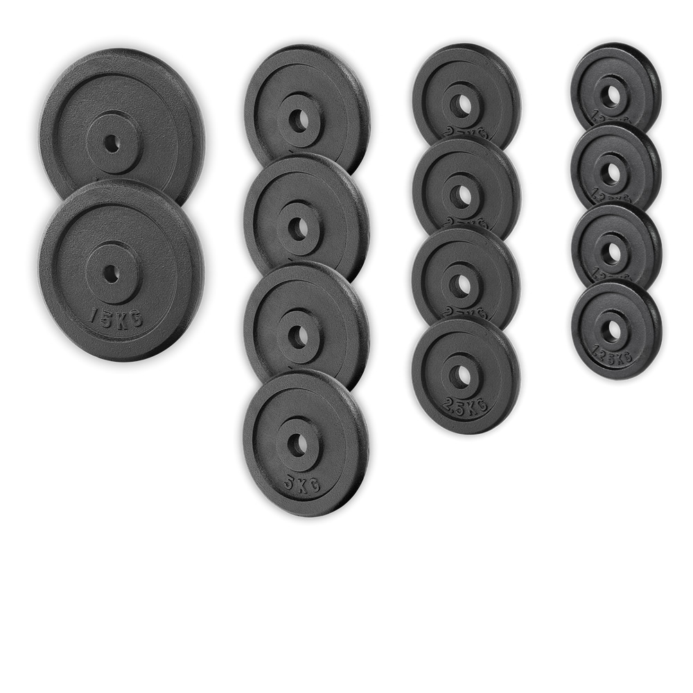 Zestaw do ćwiczeń 122kg z ławką treningową PH20C - ławka, gryfy, obciążenia żeliwne, hantle