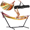 Stelaż hamak dwuosobowy - zestaw ogrodowy stalowy stojak z hamakiem - kolorowe