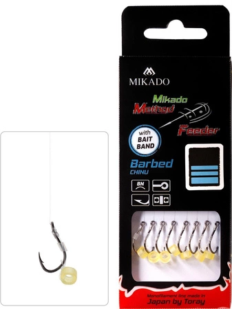 PRZYPON METHOD FEEDER - Z GUMKĄ - hak z zadziorem nr 12 / żyłka: 0.23mm/10cm - 8 sztuk