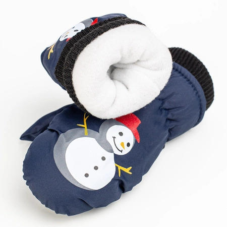 Rękawiczki dziecięce narciarskie zimowe jednopalczaste 12 cm granatowe