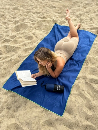 Ręcznik szybkoschnący z mikrofibry 130x80 granatowo-limonkowy