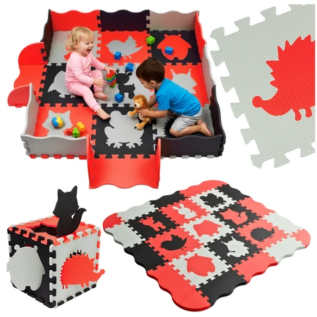 Mata piankowa edukacyjna puzzle dla dzieci 114x114 gruba czerwona