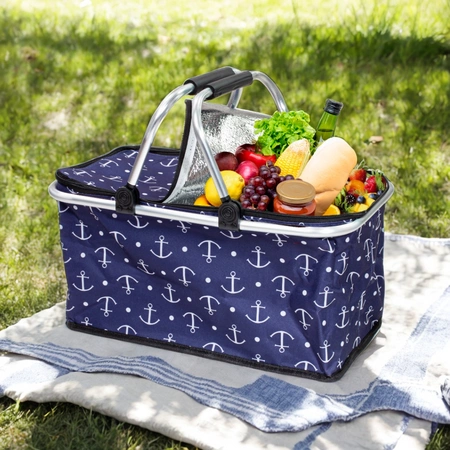 Kosz termiczny na zakupy piknikowy duży 30 litrów kotwica