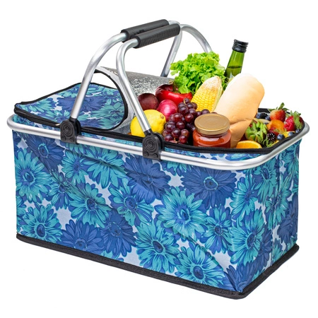 Kosz termiczny na zakupy piknikowy duży 30 litrów słoneczniki