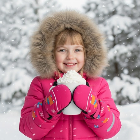 Rękawiczki zimowe jednopalczaste różowe narciarskie wodoodporne rękawice dla dzieci