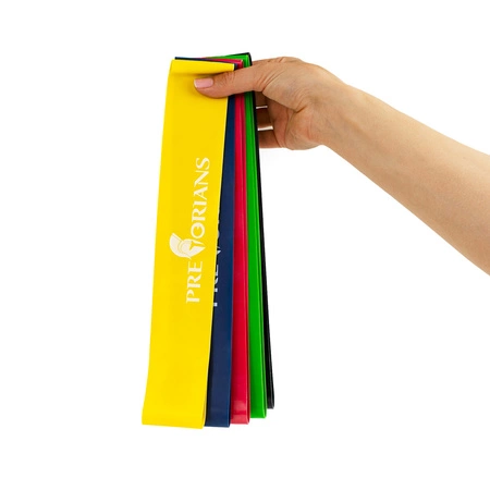 Zestaw 5 gum do ćwiczeń i rozciągania mini band taśmy Pretorians