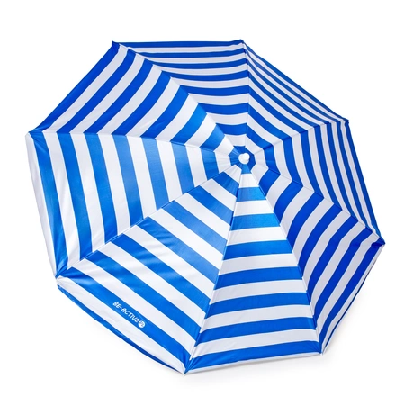 Parasol ogrodowy plażowy składany na balkon 180cm Niebieskie paski + kotwa