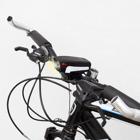 Lampka rowerowa z klaksonem latarka na kierownicę biała