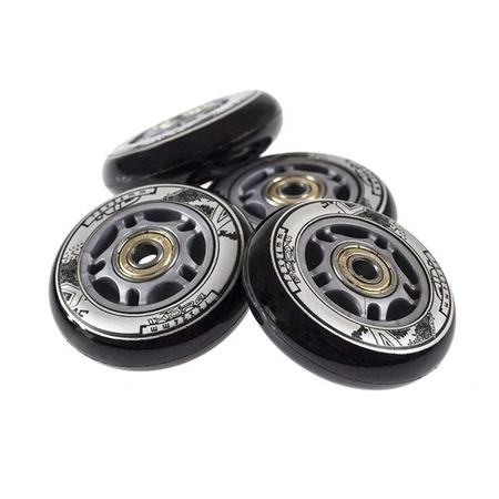 ZESTAW KÓŁKA I ŁOŻYSKA PU 70x24 82A CZARNE (4 szt.) + ABEC-9 (8 szt.) NILS EXTREME