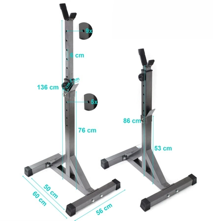 Zestaw do ćwiczeń 131kg z ławką treningową TB1001, stojakami, sztangą / gryfem prostym 168 cm, obciążeniem żeliwnym i hantlami