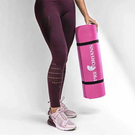 Mata gruba do ćwiczeń (1,5 cm) NBR Pretorians różowa