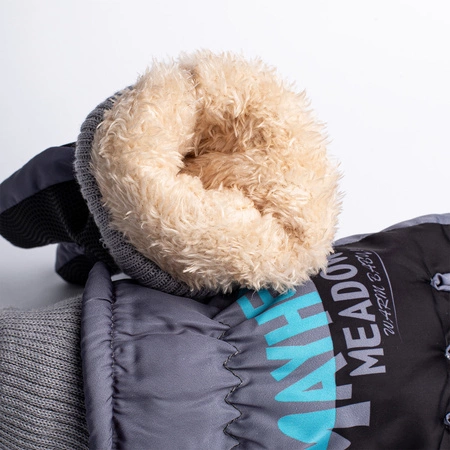 Rękawiczki ortalionowe ciepłe grube dla chłopca rękawice narciarskie szare