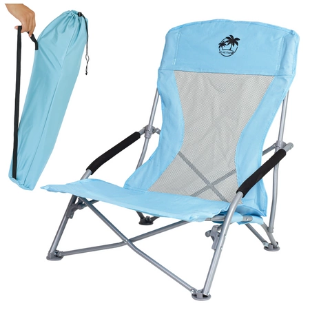 Krzesło turystyczne plażowe wędkarskie na kemping ryby rozkładane błękitne