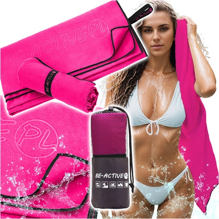 Ręcznik szybkoschnący z mikrofibry 130x80 różowo-czarny