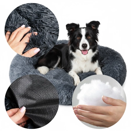 Włochate legowisko dla psa kota miękkie posłanie kojec 70cm