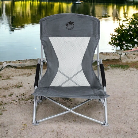 Krzesło turystyczne plażowe wędkarskie na kemping ryby rozkładane szare