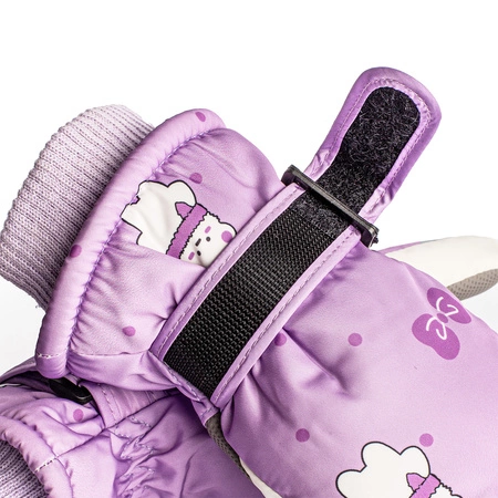 Rękawice narciarskie zimowe rękawiczki dla dzieci ocieplane wodoodporne różowe dla dziewczynki