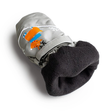 Rękawiczki zimowe jednopalczaste szare narciarskie wodoodporne rękawice dla dzieci