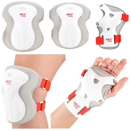 Ochraniacze na łokcie kolana nadgarstki białe H8334 Nils Extreme rozmiar S