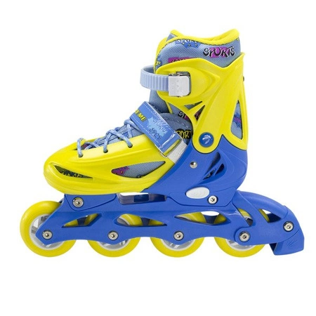 ROLKI ŁYŻWY HOKEJOWE WROTKI 3w1 NILS EXTREME NH1105 A ŁYŻWOROLKI regulowane 35-38 żółto - niebieskie M