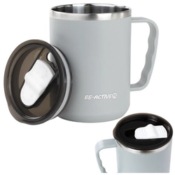 Kubek termiczny szary turystyczny termos z rączką 450ml na kawę herbatę