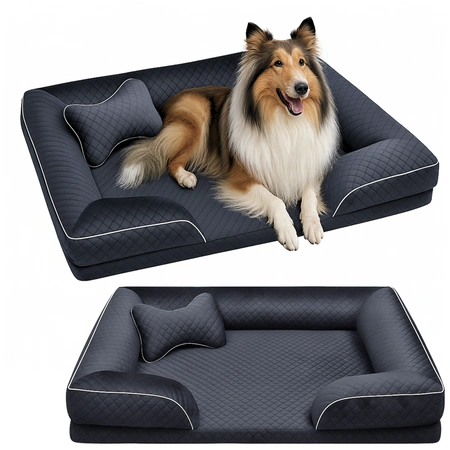 Legowisko posłanie dla psa z poduszką welurowe szare XL