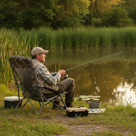 Krzesło turystyczne plażowe wędkarskie na kemping ryby rozkładane moro