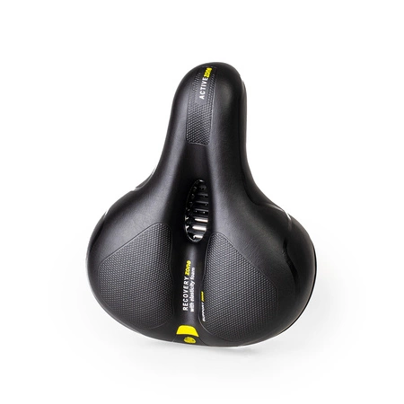 Siodełko rowerowe szerokie amortyzujące z odblaskami RS8 żółte