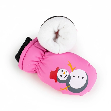 Rękawiczki dziecięce narciarskie zimowe jednopalczaste 12 cm różowe