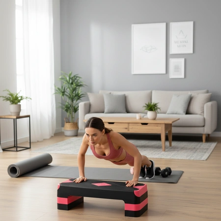 Step do aerobiku 3 stopnie regulowany różowy AC3 Pretorians