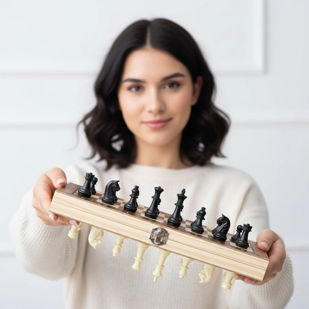 Gra 3w1 szachy warcaby backgammon magnetyczne drewniane