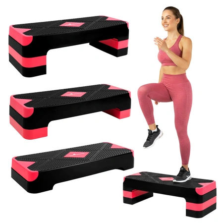 Step do aerobiku 3 stopnie regulowany różowy AC3 Pretorians