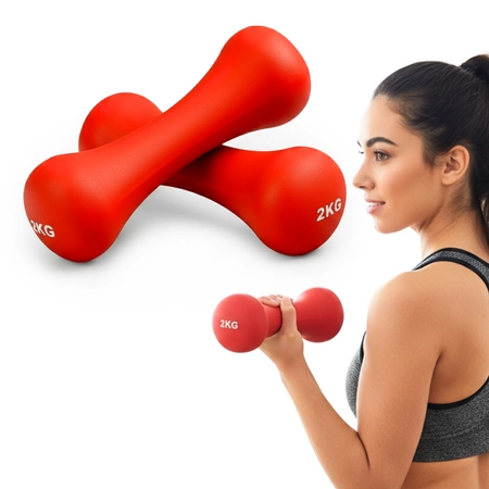 Hantle neoprenowe 2 kg czerwone – hantle do ćwiczeń w domu