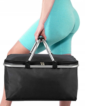 Kosz termiczny na zakupy piknikowy duży 30 litrów czarny