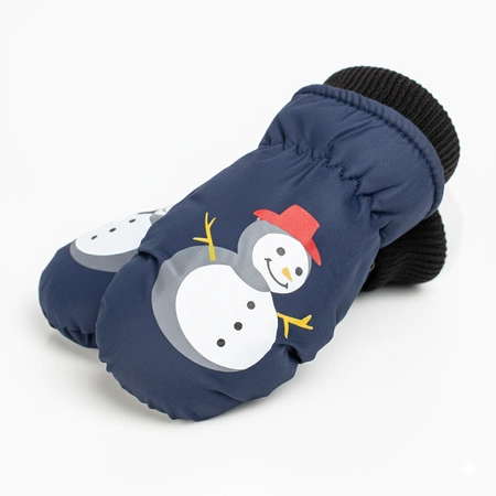 Rękawiczki dziecięce narciarskie zimowe jednopalczaste 12 cm granatowe