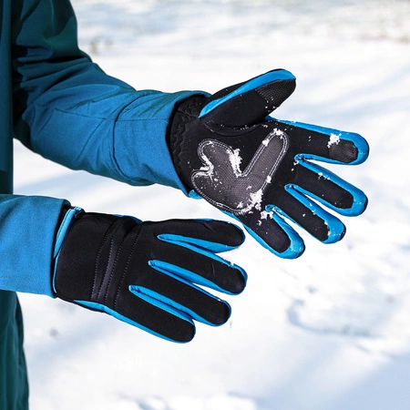 Rękawiczki do ekranów dotykowych narciarskie na zimę M niebieskie