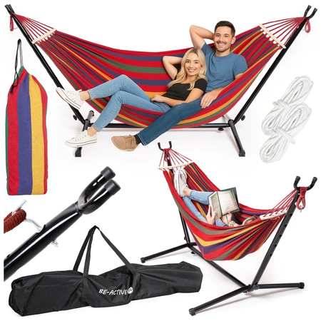 Stelaż hamak zestaw ogrodowy stalowy stojak z hamakiem
